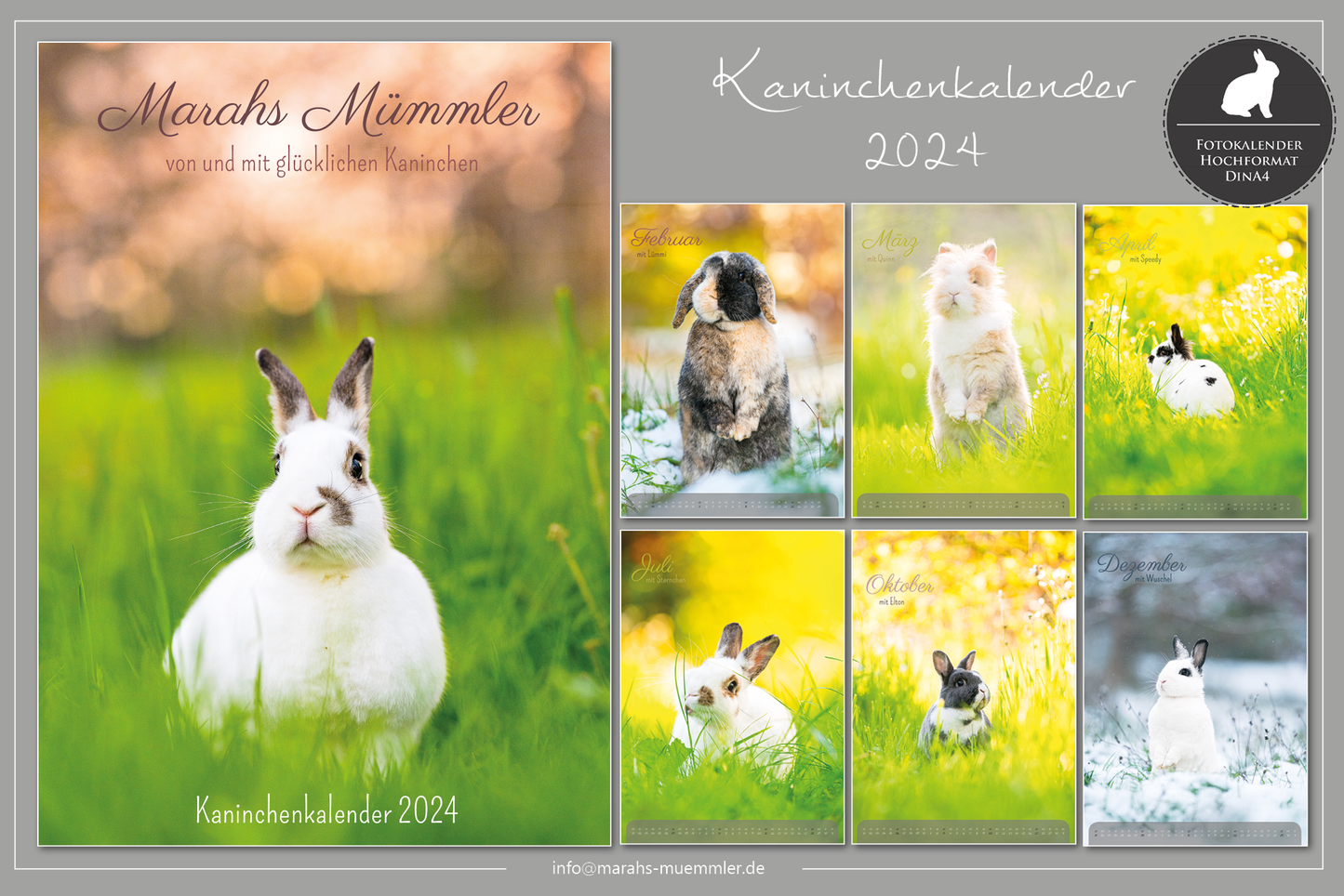 Kaninchen A4 Kalender 2024